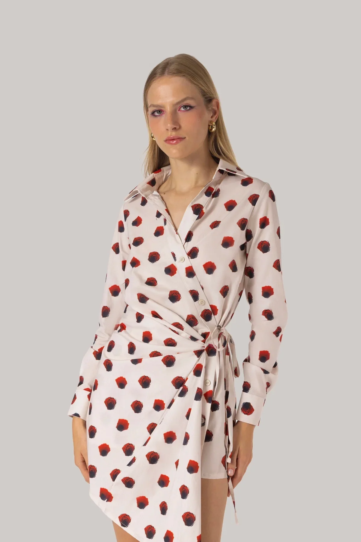 Vestido Transpassado Sashi Algodão Floral Branco - Image 3