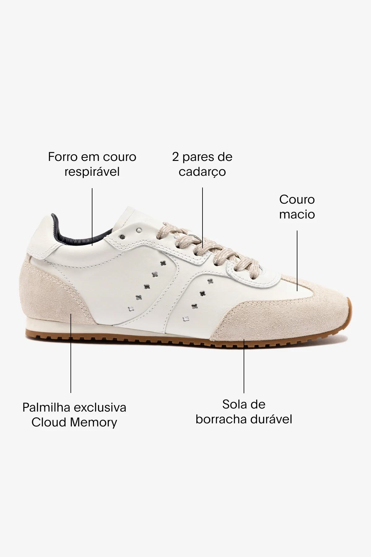 Tênis Stella Couro Branco e Camurça Cinza - Image 5