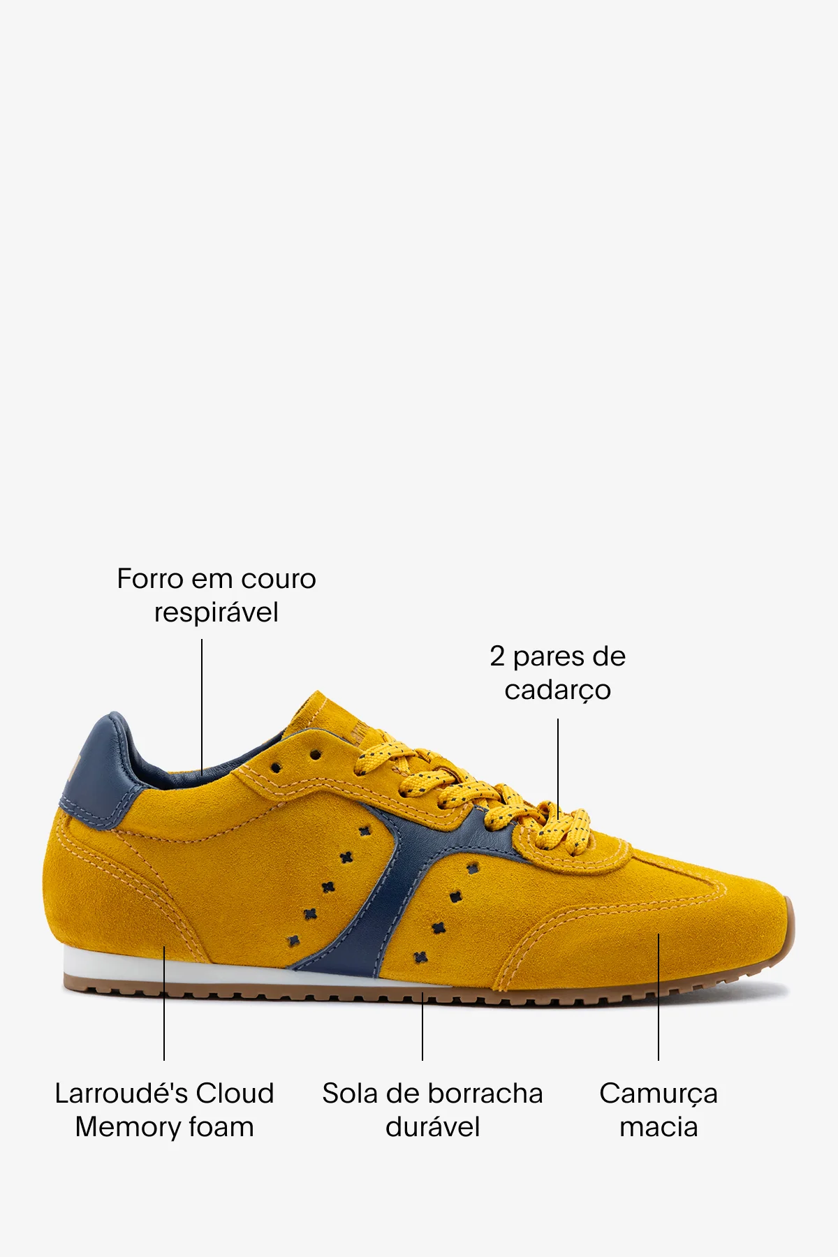 Tênis Stella Camurça Amarelo e Couro Azul - Image 6