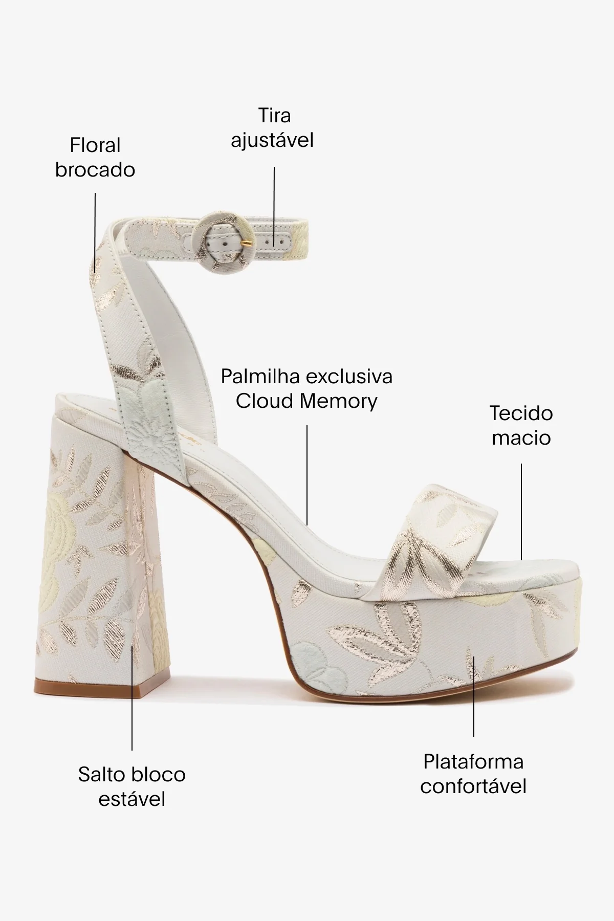 Larroudé x Markarian: Sandália Dolly Brocado Off White - Image 5